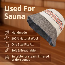 SHSH trade group Ukrainian Wool Sauna Hat Embroidered Ornament Vyshyvanka Ukraine Banya Bucket Sauna Hat for Women and Men Finnish