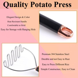 COKEENA Professional 304 Stainless Steel Potato Masher, Heavy Duty Mashed Potatoes Masher, Metal Wire Masher Kitchen Spud Masher for Beans,cauliflowers, Potatoes, Fruits (Wire Masher)