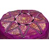 Moroccan Pouf Ottoman Footrest Hassock Handmade Leather Comfortable Unstuffed Magenta
