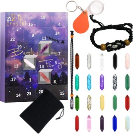 Advent Calendar 2024 Rocks, Christmas Advent Calendar 2024, Crystal Advent Calendar, 24 Days Natural Crystal Agate Stone, Christmas Xmas Gifts 2025 (PURPLE -HEAL CRYSTAL)