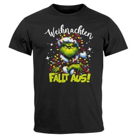 MoonWorks® Men's T-Shirt Christmas Fall Out Christmas Shirt Grinch Christmas Outfit Men Funny, Christmas falls out! Black