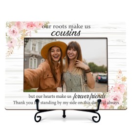 Cousin Picture Frame, Sister Wood Photo Frame With Stand - Birthday, Christmas, Graduation Gifts for Sister, Best Friend, Besties, BFF - Our Roots Make Us Cousins Frame -b01