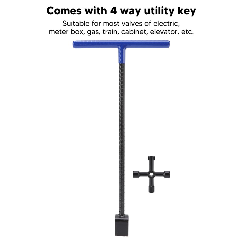 Steel Water Meter Key Wrench Multifunction T Handle Curb Key
