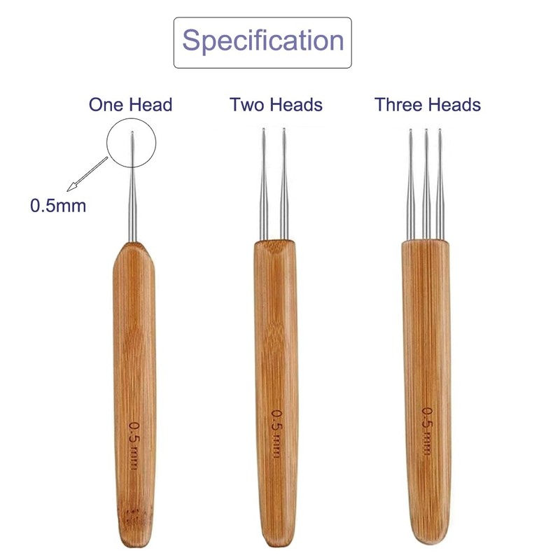 JFFX 3 Pcs Dreadlock Crochet Hook for Hair, Dreadlock Needle