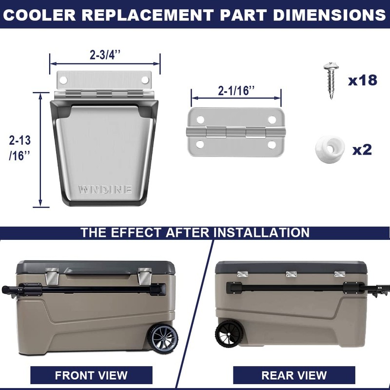 Cooler Stainless Steel Hinge & Latch Set, Ice Chest Hinges,
