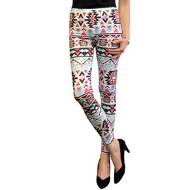 Wrapables Women’s Ultra-Soft and Stretchy Printed Leggings for Activewear and Workout, Aztec