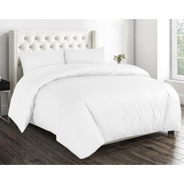 Plain Duvet Cover With Pillow Case Non Iron Percale Quilt Cover Bedding Bedroom Set (Single, White)
