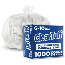 Stock Your Home Clear Trash Bags – 6-10 Gallon (1000 Pack) – Disposable Leak-Resistant Garbage Can Liners for Office, Bathroom, Deli, Produce, Dog Poop, Cat Litter