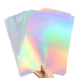 AWEELON 20Pcs Holographic Printable Vinyl Sheets Sticker Paper for Inkjet Laser Printer, 8.5x11 inch