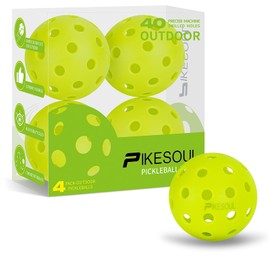 PIKESOUL Pikleball Balls, 4 Pack of 40 Hole Outdoor Pickleball Balls, High Bounce and Visibility, Durable and Balanced Pickleball Balls for All Pickleball Paddles & All Skill Levels - Green