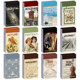 12 Sets 600 Sheets Washi Stickers for Journaling, Map Nature Celestial Portrait Boho Stickers Vintage Aesthetic Scrapbook Sticker Set for Bullet Journal Art Diary Card Craft Gifts Planner Notebook