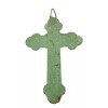 Cast Metal Wall Cross Ornate Rustic With Green Finish 10”
