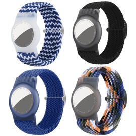Dingfeiyu 4 Stück Nylon für AirTag Armband Kinder Wasserdicht, Anti-Lost, Anti-Kratz-Schutz für die Positionierung des Bracelet für AirTag (Blauer satz)