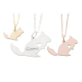 Chinchilla Necklace - IBD - Little Chincha - Personalize Name Date - Pendant Size Options - Sterling Silver 14K Rose Gold Filled