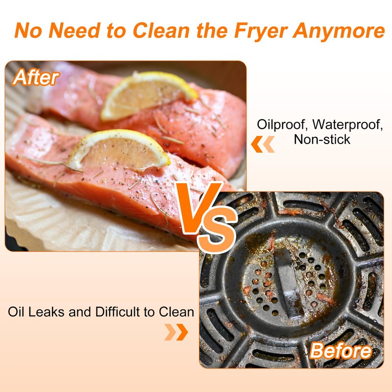 HARFINGTON 200pcs Oil Air Fryer Paper Liners 9.06" Round Disposable