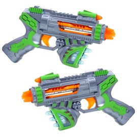 Kidplokio 2pk Green Sonic Space Blaster Toy Lights and Sounds Boys Ages 3 and Up