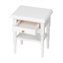 Tomantery Bedside Table Model, Fashion Lightweight Appearance, Durable White Bedside Table Model with Drawer for Decoration