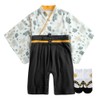 Augelute Hakama Romper and Socks Set, Open Front, Boys and