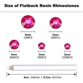 Briskbloom 4500PCS Resin Flatback Rhinestone, 2mm 3mm 4mm 5mm 6mm Light Hot Pink Flatback Rhinestones for Tumblers, Nails Art, Mugs, Bottles, Craft Decoration, Loose Bling Glitter Gem Stone