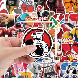 50 Pcs Boxing Stickers for Kids Teens Adults Boys Girls Gift,Boxing Stickers Pack for Laptop,Skateboard,Luggage,Car,Bike,Cup,Computer,Water Bottle Decor,Vinyl Waterproof Stickers