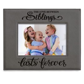KATE POSH - SIBLINGS Engraved Leather Picture Frame - Friends Gifts, Christmas Gifts, Brother & Sister, Birthday Gifts (5x7-Horizontal)
