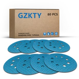 Pack of 80 125 mm Velcro Sandpaper, Eccentric Sanding Discs, 8-Hole Grain 60-400 Sanding Pads, Abrasive Resistant to Clogging for Random Orbital Sander Sanding Machine Polishing Machine