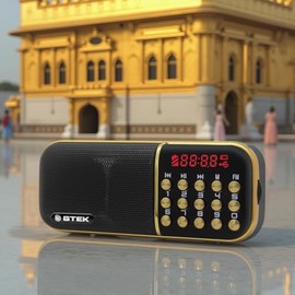 Gtek Canada Gurbani Radio Player (ਗੁਰਬਾਣੀ ਰੇਡੀਓ ਪਲੇਅਰ) Nitnem, Sukhmani Sahib, Simran, Kirtan and More Gurbani Tracks (List Included in The Package)- Black