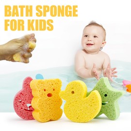 MIRKUZI Bath Sponges 4 Pack Baby Face Wash Sponge, Kids Bath Sponge, Bath Sponge, Kids Bath Sponge, Cute Bath Sponge, Baby Bath Sponge, Special for Baby, Cartoon Shape