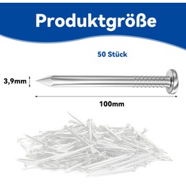 Dayalo Pack of 50 steel nails, 100 mm, nails, stainless steel, nails for concrete walls, picture nails, nail woodworking brick for use on concrete, brick, plaster and wood