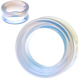 So Scene Hollow Tunnels Opalite Organic Stone Ear Plugs Gauges Sold in Pairs (25MM-1 INCH)