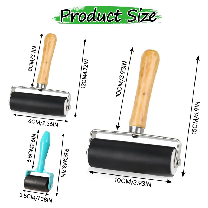 25 Pcs Versatile Brayer Roller for Crafts, Professional Printing Rollers