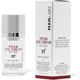 Anti Aging Titan Eye Cream for Men - High Potency Skincare Topical for Eyebags and Dark Circles - Blend of Organic Oils, Herbal Extracts, Peptides for All Skin Types - Unscented, 0.5 Fl Oz