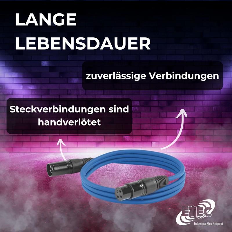 ETEC Professional XLR Audio Cable 1.5 m Microphone Cable Blue