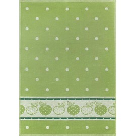 Kracht seit 1810 Kitchen Towel Set Half-Linen Jacquard Towel (3 Pieces) 'Apples' – 50% Linen – 50% Cotton – Multicoloured – Polka Dots