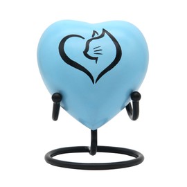 Cat Urns for Ashes - Heart Mini Keepsake Urn for Pet Ashes - Urns for Pet - Premium Stand Included