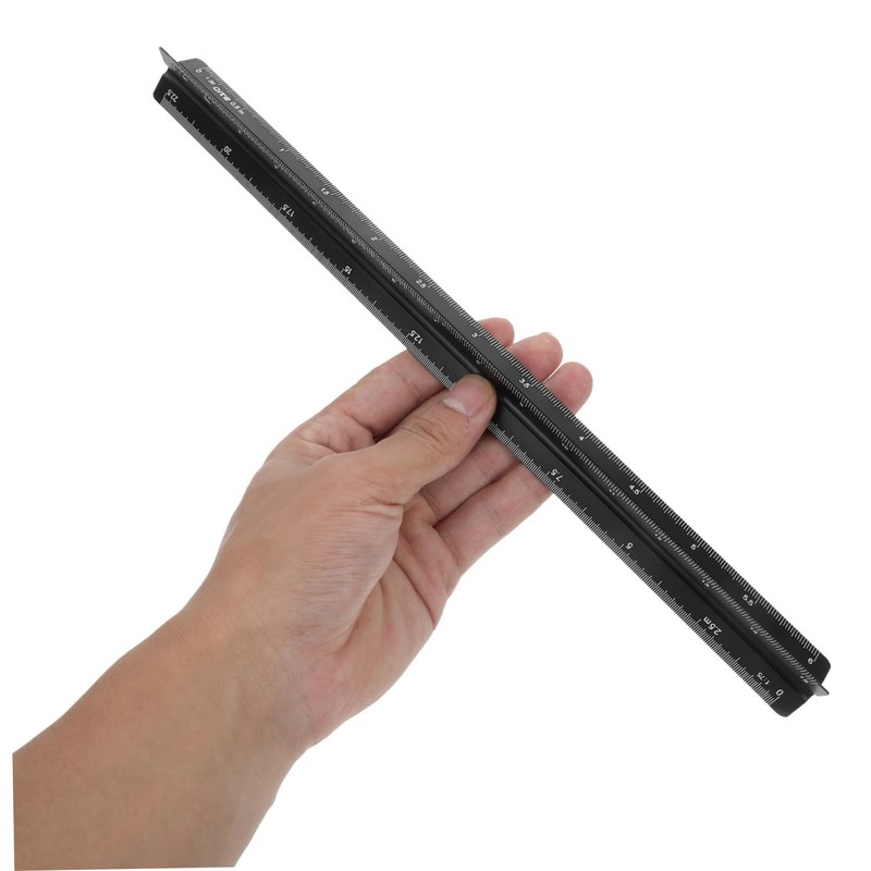SHINEOFI 30cm Metal Measuring Scale Aluminum Drawing Ruler Precision Triangle