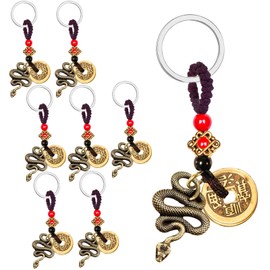 YumSur Chinese Zodiac Snake Statue Feng Shui Keychain, 2025 Year of the Chinese Zodiac Sign, Lucky Snake Key Chain, Accessories, red