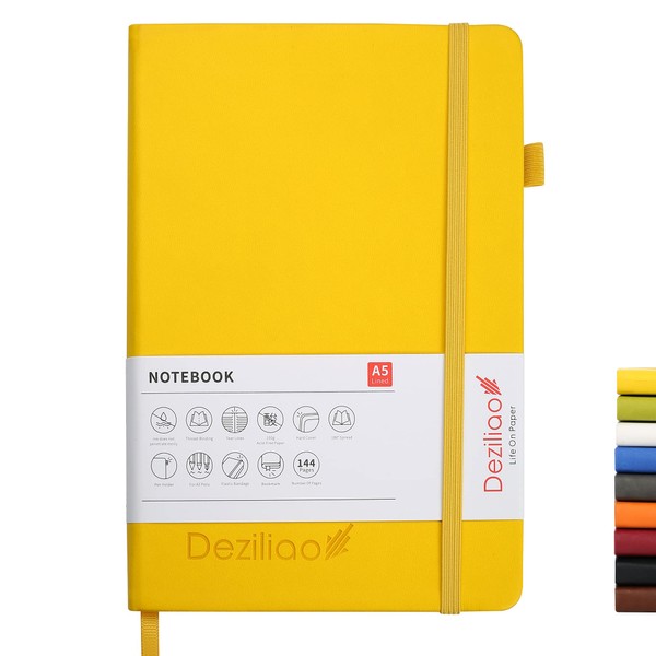 Deziliao Lined Journal Notebooks with Pen Loop, Hardcover Notebook Journal