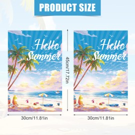 Lyreh Hello Summer Garden Flag, 18x12in Double Side Washable Linen Summer Garden Beach Flag for Outside Coastal Yard Decoration for Party Decoration