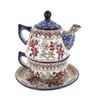 Blue Rose Polish Pottery Red Daisy Tea for One