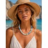 zocare Beaded Gemstone Necklace for Women,Crystal Beads Choker with Spring