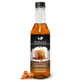 Syruvia Caramel Coffee Syrup - 12.7 fl oz Premium Coffee Flavoring Syrup - Kosher Coffee Syrups, Gluten Free, No Coloring, Perfect for Drinks, Soda, Shakes, Desserts, and More.