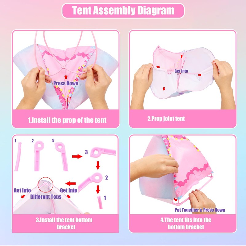 BARWA 35 Pcs Travel Camping Tent Set Include Doll Tent