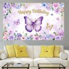 Mocsicka Butterfly Birthday Banner Purple Butterfly Birthday Backdrop for Party