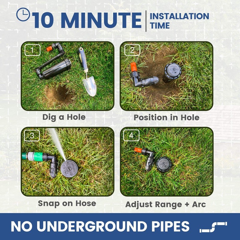 Quick-Snap In-Ground 5-Inch Pop-Up Adjustable Sprinkler 2-Pack With Quick Hose