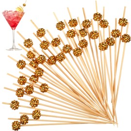 Chengu 100 Pcs Gold Glitter Disco Ball Cocktail Picks Diamond Ball Decorative Toothpicks for Appetizers Drinks Fruite Wedding Birthday Disco Party Bar Decorations 70s 80s 90s Party Supplies