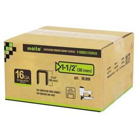 meite 16 Gauge 7/16-Inch Crown Staples, 1-Inch Length Medium Crown Staples Heavy Duty Galvanized Construction Staples for 16 Guage 7/16-Inch Crown Stapler Guns (10,000 Counts)