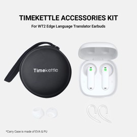 Timekettle Accessories for WT2 Edge/W3 and p1 Translator Earbuds, Including 1 Pair of Silicone Ear Hooks, 3 Pairs of Earmuffs, and 1 Carry Bag
