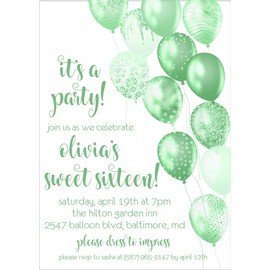 Lime Green Sweet 16 Invitations With Envelopes