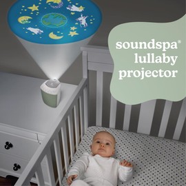 MyBaby SoundSpa Lullaby 2-in-1 Projector & Sound Machine with 8 Soothing Sounds, Adjustable Volume, Rotating Night Light Projector with 3 Calming Images, Auto-Off Timer, by Homedics